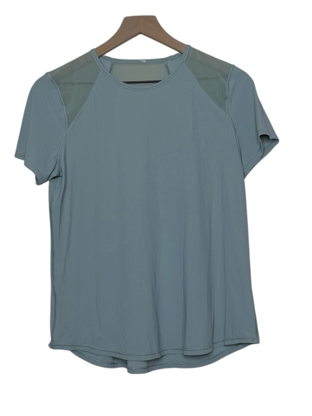 Lululemon Sculpt Short Sleeve Green Shirt 10 Mesh Pleated Back Gym Activewear